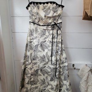 Rachelle Floral Print Dress with Black Lace Underlay